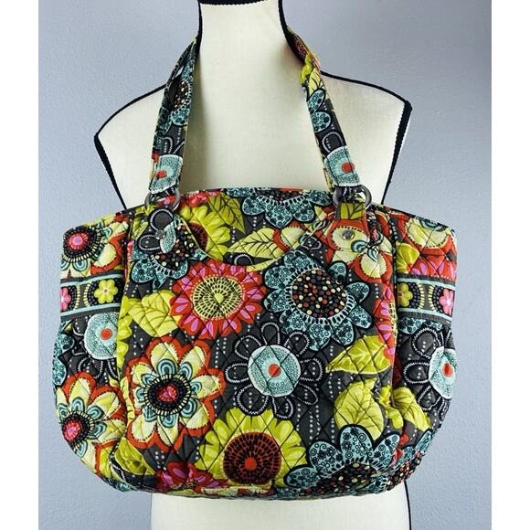 Vera Bradley Glenna Satchel Retired Flower Shower Large Shoulder Dbl Strap bag - Picture 1 of 15